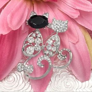 Kitty Cat Pals Rhinestone Pin Brooch Cat Pin